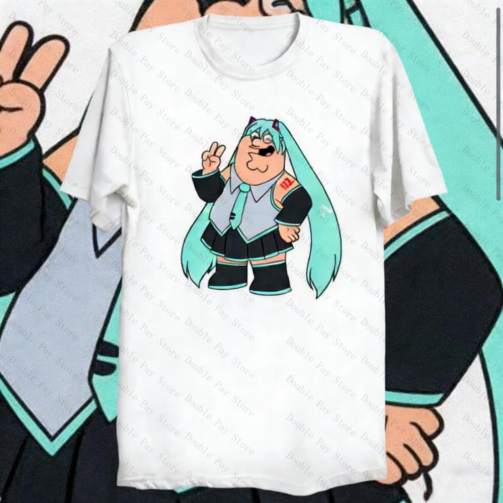 Peter Griffin Miku Meme TShirt Funny Anime Cartoon Graphic Tee Unisex Casual Fashion Streetwear Unisexs Shirts Women Tshirts S разноцветный