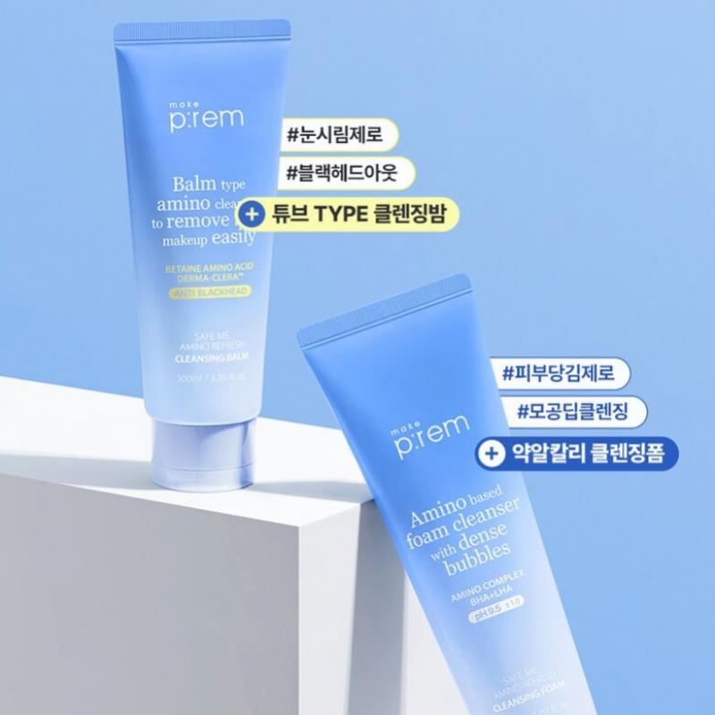 Makeprem Safe Me Amino Refresh Cleansing Foam 150ml Gift Random Sunscreen 10ml