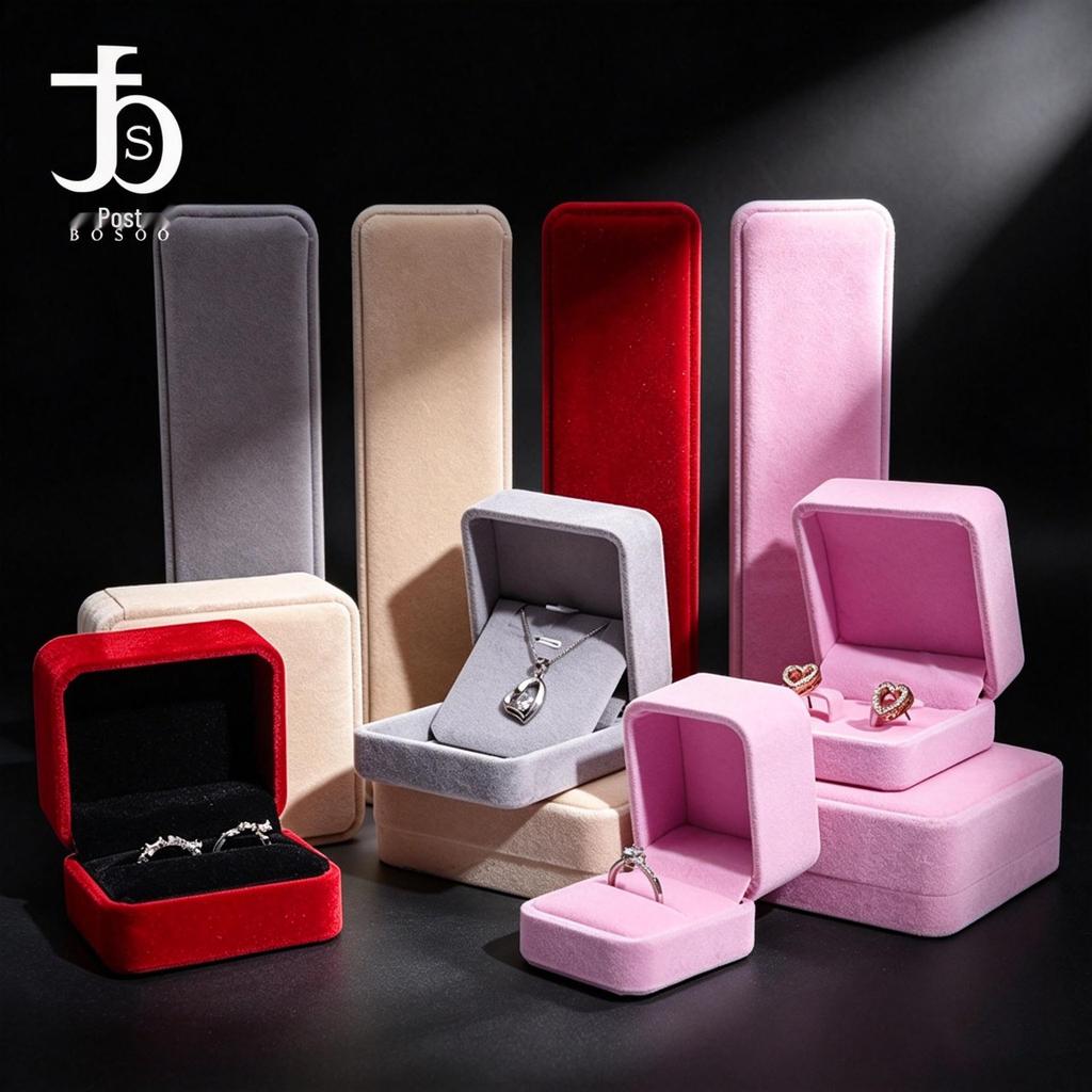 Velvet Jewelry Box with Rounded Corners - Ring, Necklace, Bracelet, Earring Storage