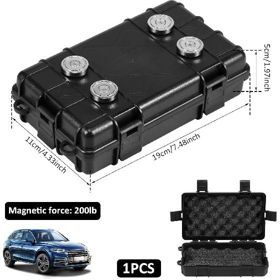 Magnetic Key Box Under Car Vehicles, Hide A Key Magnetic Under Car Key Holder Spare Key Hider, Waterproof Hidden Key Holder Case for Outdoor Travel,