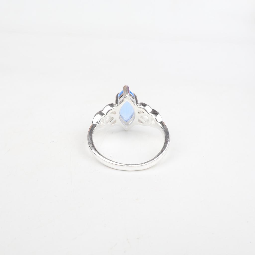 Natürlicher Tansanit Edelstein 925 Sterlingsilber Schmuck Dezember Geburtsstein Ring CZR-5-3