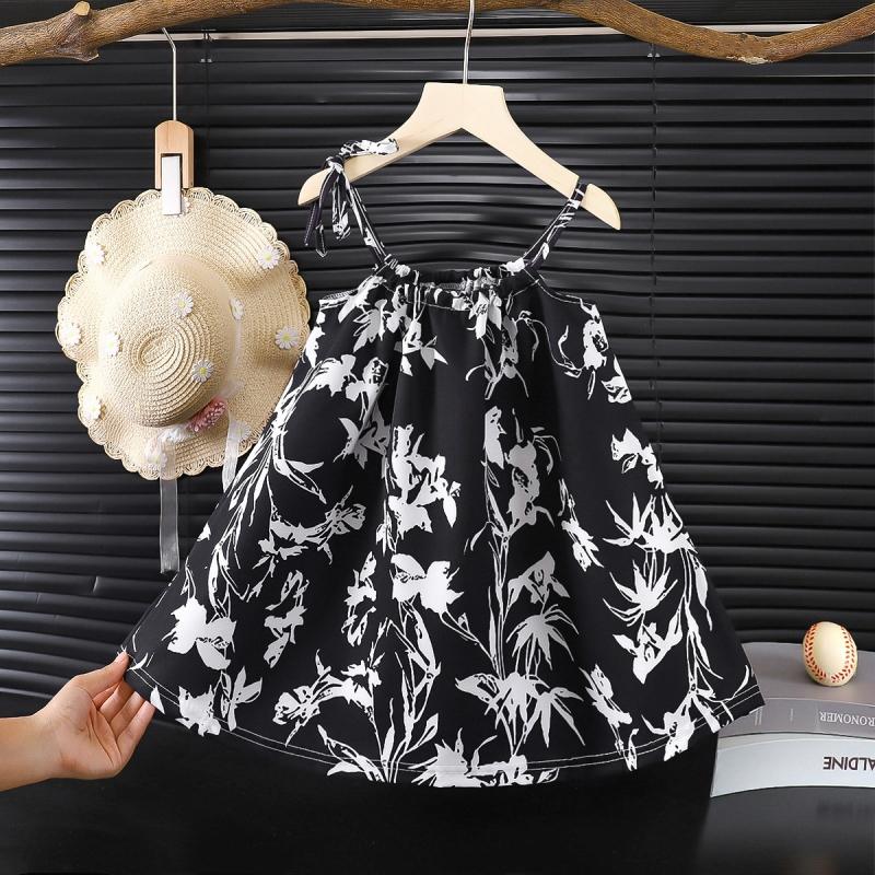 

Summer New Chinese Style Princess Dress For Girls Sweet Loose Breathable Suspender Children Sleeveless Vest Temperament Dresses 80