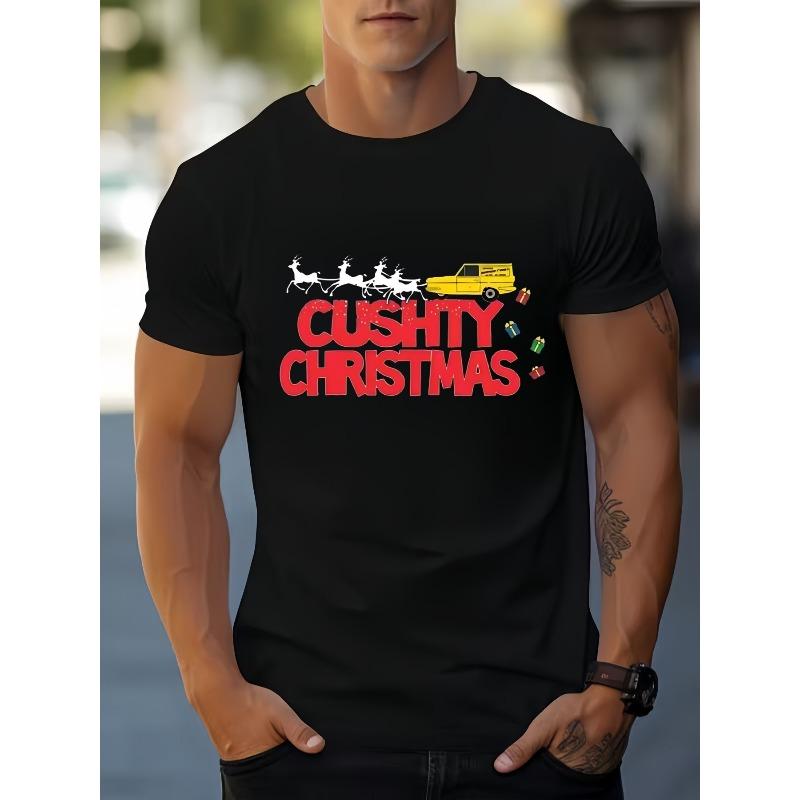 

European sizes Men s Short Sleeve T-Shirt with 2D Print Casual Round Neck - Breathable Knit Fabric Suitable for Sports, Travel & Casual Attire 4XL чорний