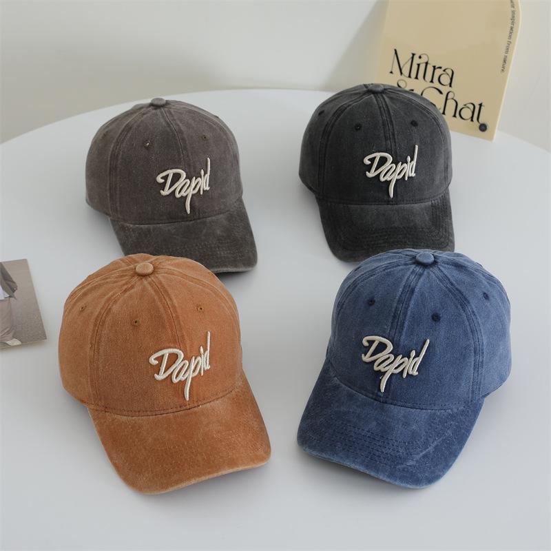 American Retro Old Baseball Hat Letter Embroidery Versatile Washing Soft Top Baseball Hat Women Show Small Face