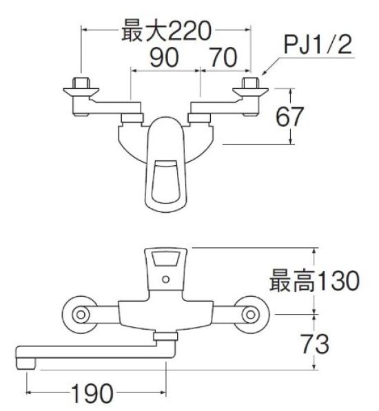 SANEI Single Lever Mixer Tap for Wall Core All Chrome for Cold Kitchen, Mounted, Water-Saving Included, Plated, Climates, K1712K-13