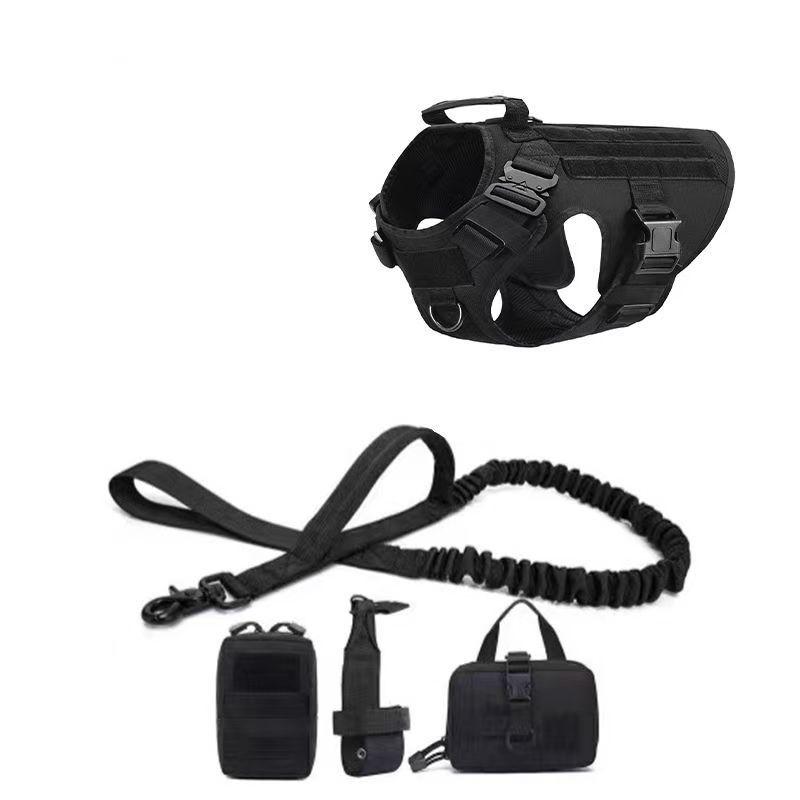 Nylon Tactical Bungee Dog Leash & Harness Set - Large Size Vest & Collar for Pets