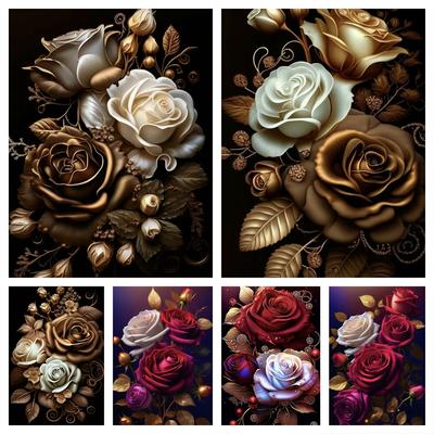 Pittura diamante fiore fantasy nuovo 2024 oro rosa rossa 5D fai da te diamante arte ricamo trapano completo kit mosaico decorazioni per la casa