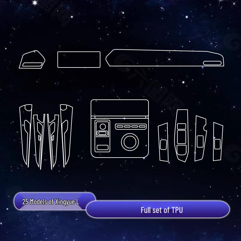 Geely Xingyue L Accessories: Navigation Screen Protector, Door Panel Protector, Central Control Sticker