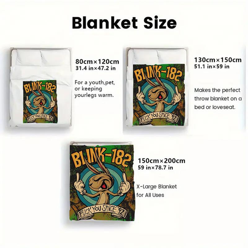 Vintage Rock Band Rabbit 2D Flat Pattern Flannel Blanket High quality All Seasons Warmth and Comfort Perfect for Christmas Gifts.MMT0918231