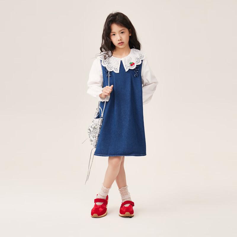 Осенний модный джинсовый комплект для девочек 150