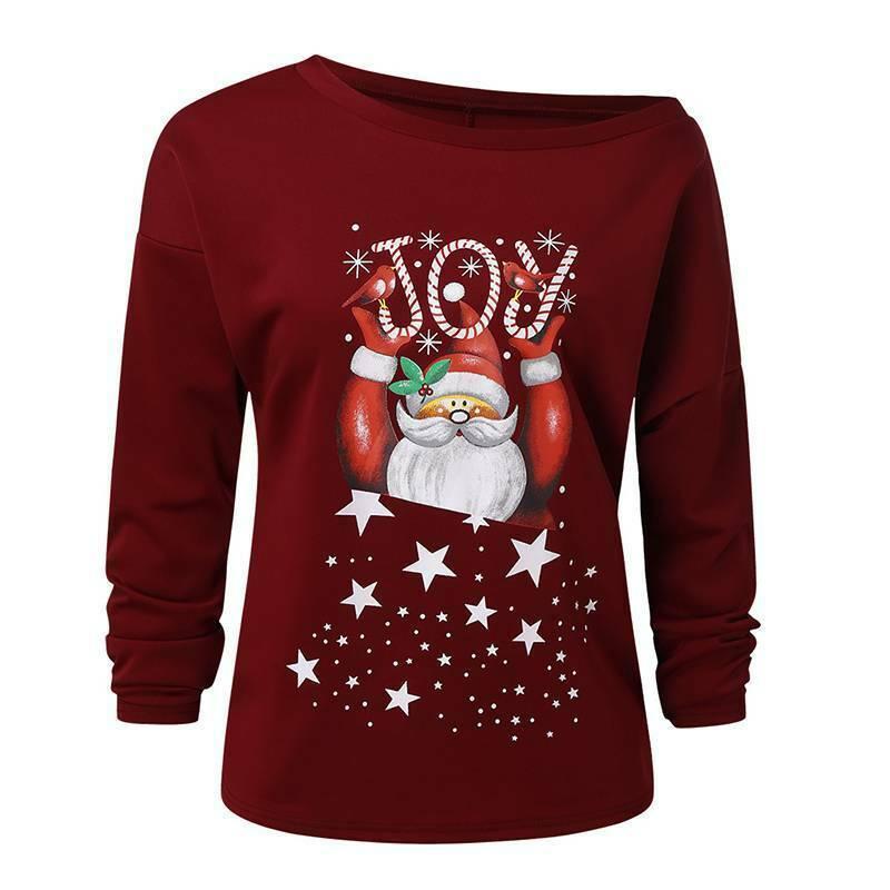 Stylish Women's Christmas Jumper Pullover Loose Fit Sweatshirt For Festive Seasons