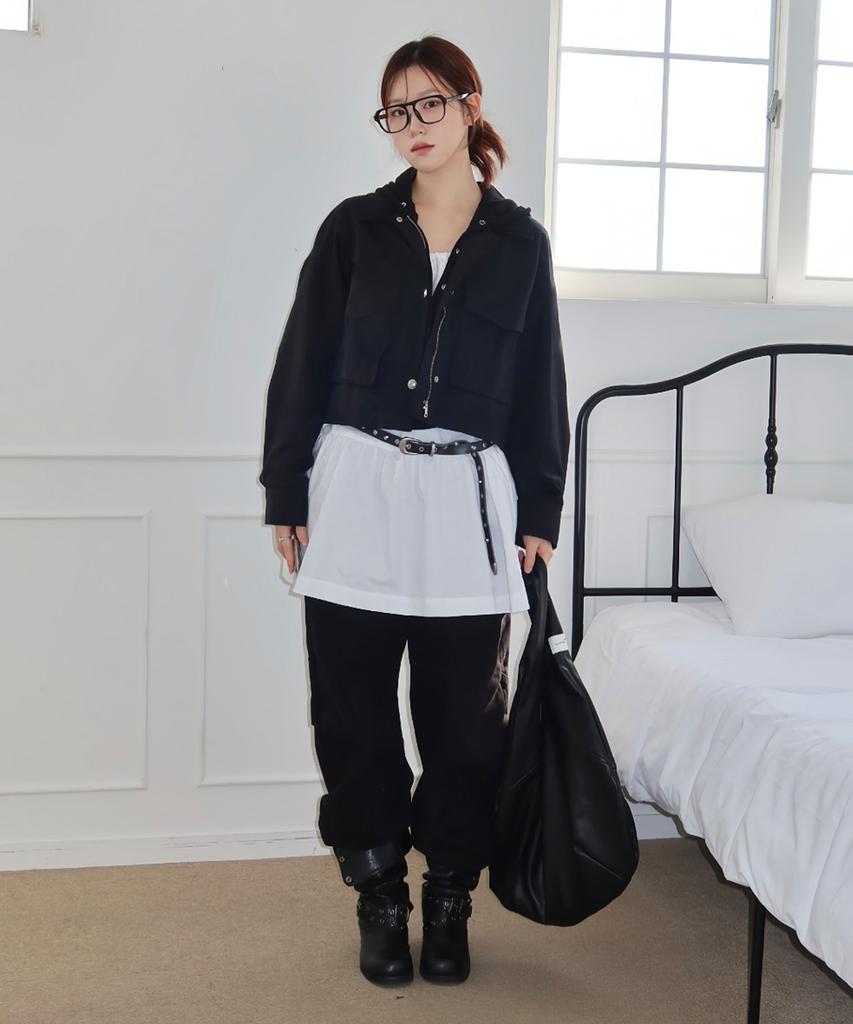 Mind Bridge Women [W] Crop Zip-Up Trucker Jacket - 2 Colors