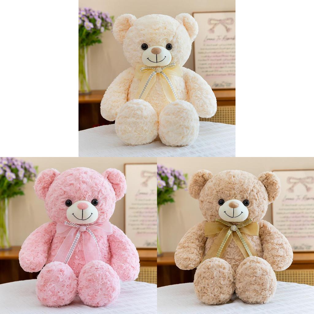 Muñeco de Peluche Oso con Cinta de Rosa Romántica Relleno de Algodón PP Para Regalo y Coleccionistas