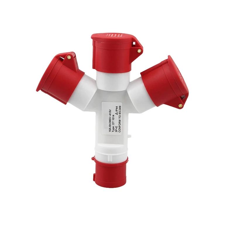 KRE IP44 Wasserdichter Industriestecker Dreiwege-Y-Typ-Steckdose 16A 32A 3 4 5 Pin Verdrahtung und Drehstromanschluss 1013