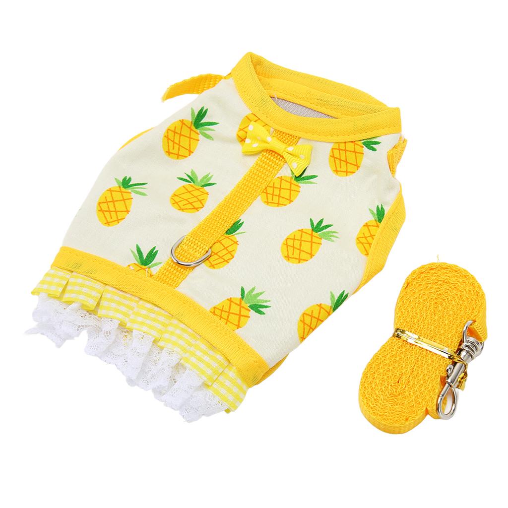 Vest Lsh Fruit Printing Lace Hem Hook and Design Small Animal Harness Set for Chinchilla Ferret