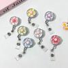 Cute Transparent Floral Badge Reel For Women Retractable Worker ID Card Pull Buckle Doctore Nurse ID Card Badge Holder Clip