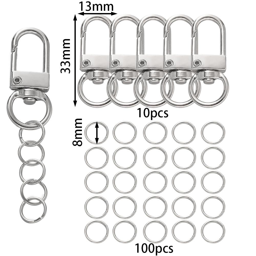 

110pcs/set Carabiner Clasp Key Chain Rotating with Jump Rings for DIY Keyrings Bags Pendants Jewelry Making Accessories
