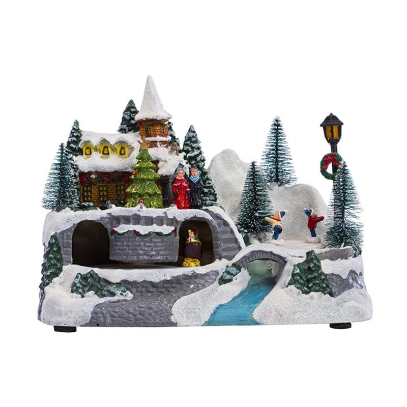 Christmas Glowing Snow House Figurine Rotatable Music Villages Sculpture for Home Bar Shop Decoration Gift Dropshipping