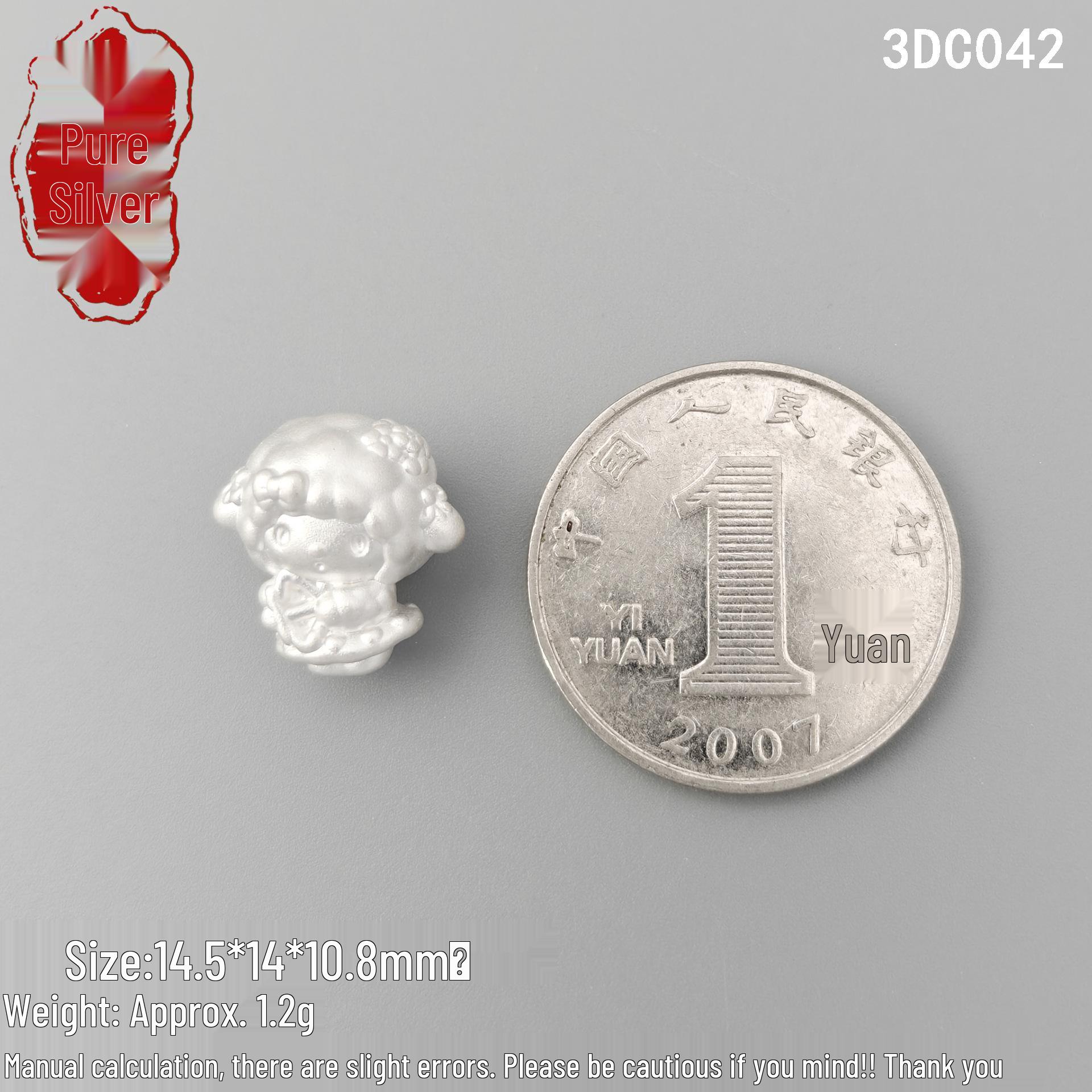 3D Sterling Silver Sanrio Little Sheep Beaded Bracelet 999 Pure Silver: Single Price