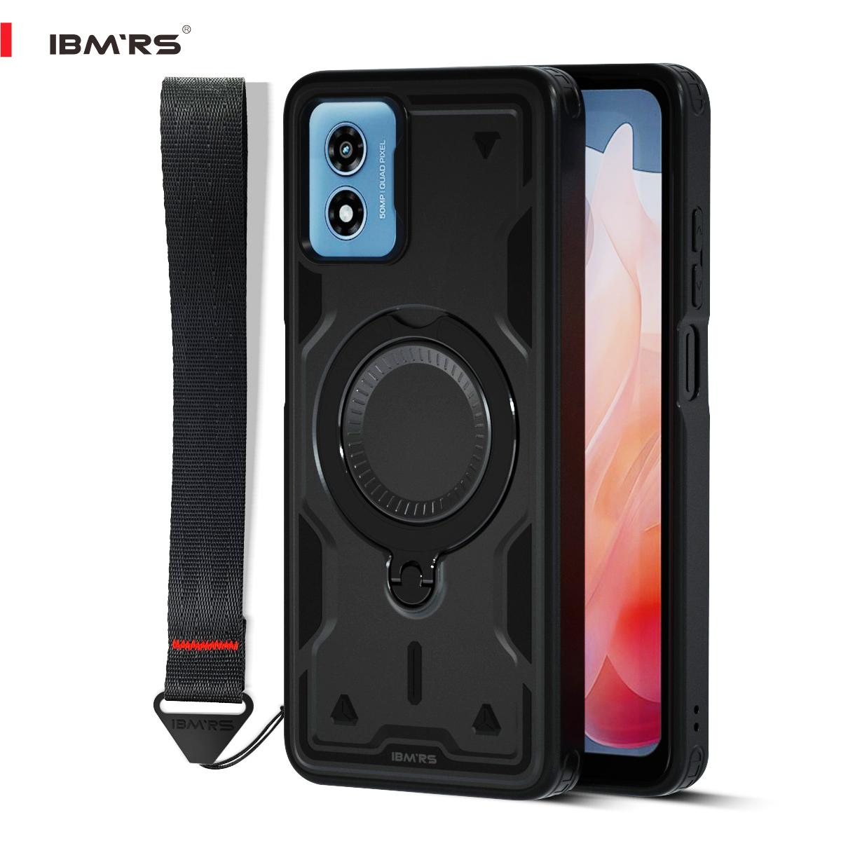 

для Motorola Moto G Play 4G(2024) Чехол противоударный магнитный [с подставкой и шнурком] прочный чехол чёрный