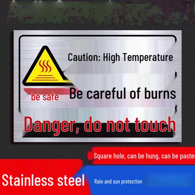 UOSU Stainless Steel Caution High Temperature Warning Sign