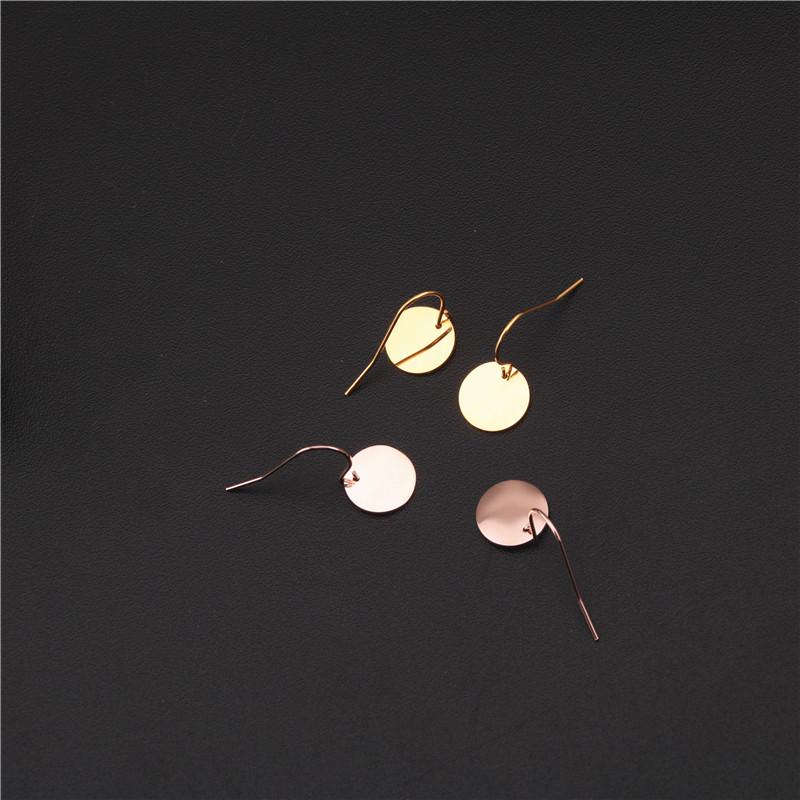 Elegant European & American Rose Gold Titanium Disc Earrings - Korean Style Studs for Women