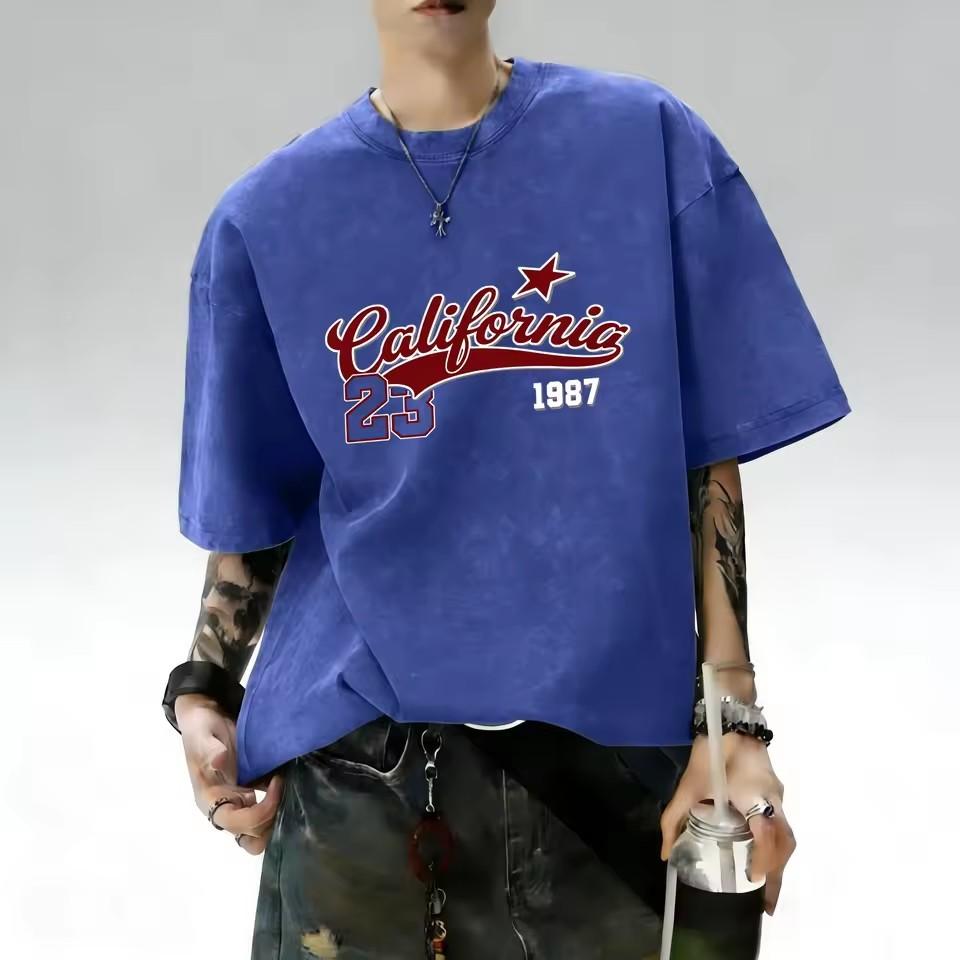 Summer Hot Selling New Men's Gothic Letter Tiger Print Comfortable and Breathable Round Neck T-shirt Outdoor Street Style Top