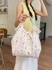 Large Capacity Korean Cartoon Embossed Canvas Tote Bag For Women Ideal For Beach Trips