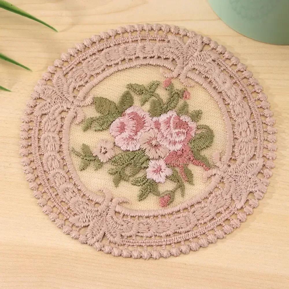New Vintage Lace Coaster Placemat Embroidery Craft Bowls Coffee Cups Coaster European Style Fabric Anti-Scald Table Plate Mat