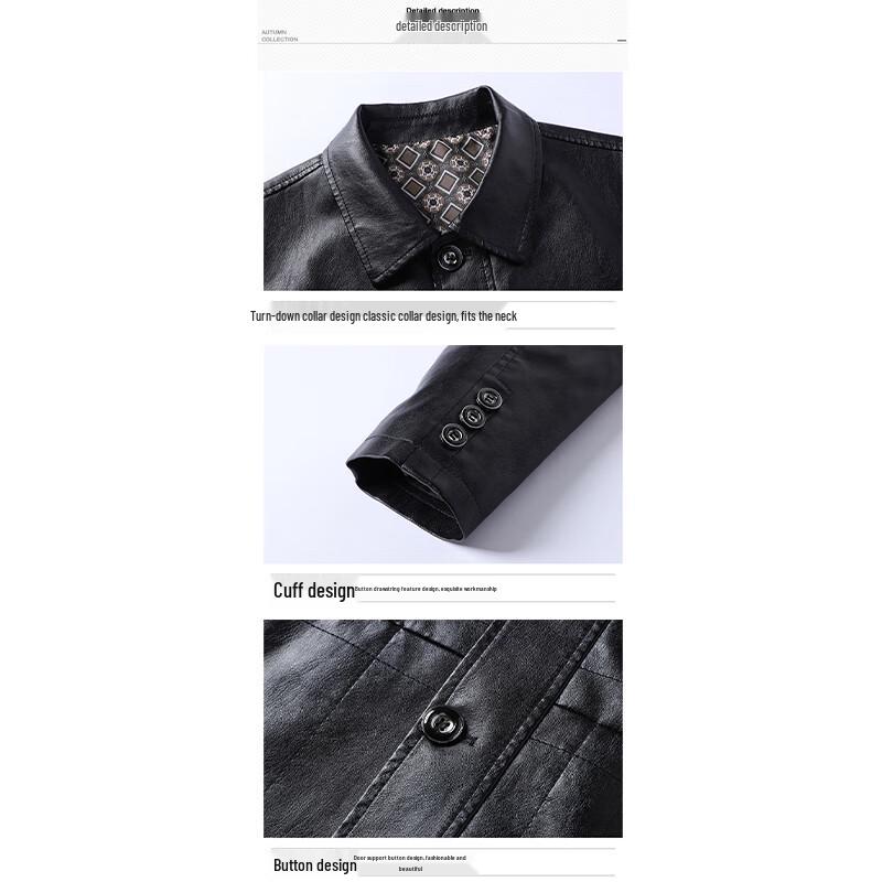 ROMON Men's Business Casual Faux Leather Biker Jacket