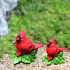 Resin Red Bird Figurine Lawn Ornament Garden Decor for Indoor Outdoor Micro Landscape Bookshelf Home Decoration