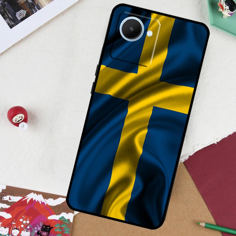 Sweden Flag For Realme GT 6T 6 5 GT 7 Pro C61 C55 C53 C51 C21Y C25S C67 C75 10 11 12 13 14 Pro Plus Case