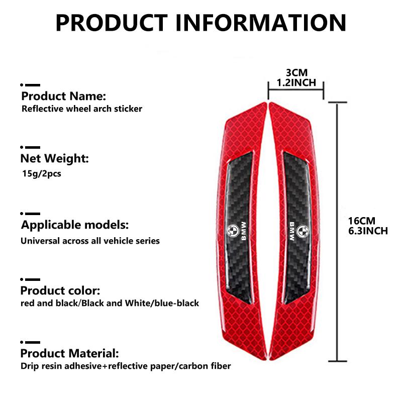 WHPZ2 Car Wheel Eyebrows Protector Anti-collision Reflective Stickers For BMW M Performance E36 E46 E60 E90 E91 E92 E93 F30 F20