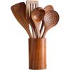 Desirable Kitchen Tool Set Made from Natural Acacia Carved from a Single Block of Wood Includes Rice Soup and Spoon Cooking Utensils Comes with Box