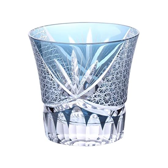 Takumibifu Dinner Luxe Kiriko Glass Cup 90xH85mm 240cc Orchid Carved Komon Ink Blue Koga PNO.333705