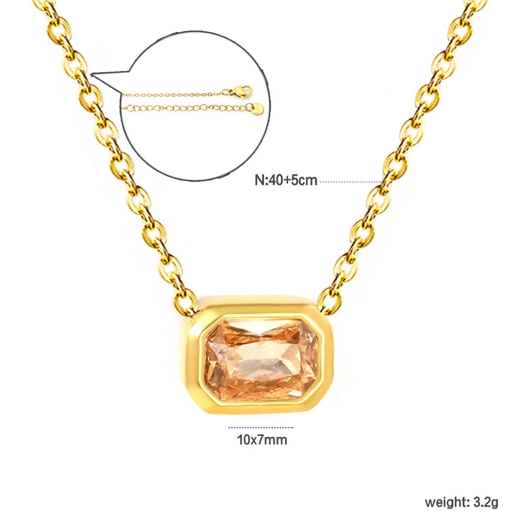 Zircon Pendant Necklace Gentle Sweet Clavicle Chain Steel Ball Bracelet 18K Gold Stainless Steel Jewelry