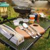 Utomhusservis Set Camping Resa Bärbar Enkel Servis Kombination Rostfritt Stål Ätpinnar Sked Gaffel Tre-delat Set