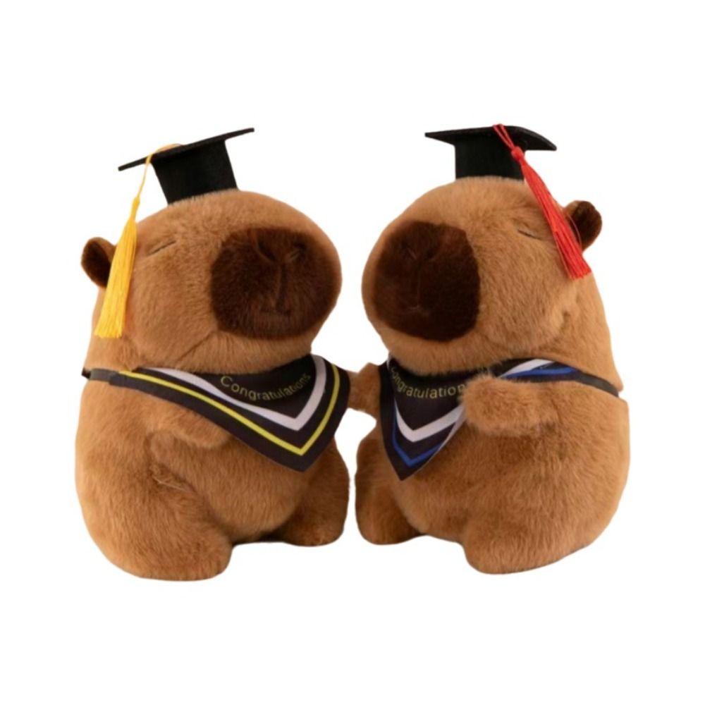 Cartoon Design Graduation Capybara Plush Toy 25 CM Doctor Hat Capybara Party Decor