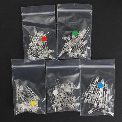100pcs F3 Diode Red Yellow Blue Green White Foggy Glow 3MM LED Assortment Kit Set, DIY Electronic Components 5 Colors Led Lights Diodes