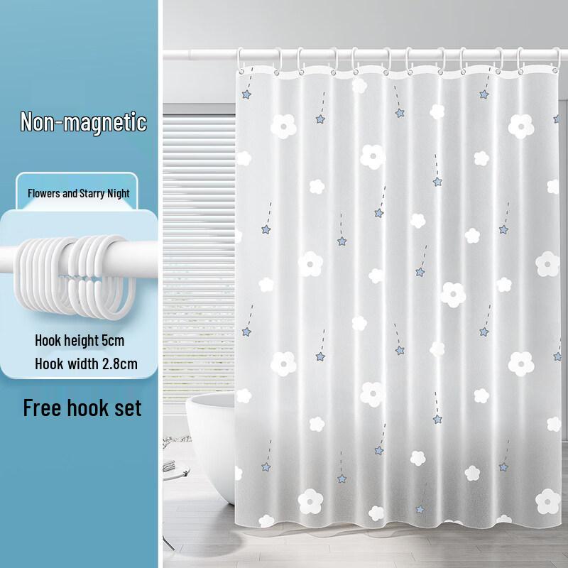 LIEI PEVA Waterproof No-Punch Shower Curtain