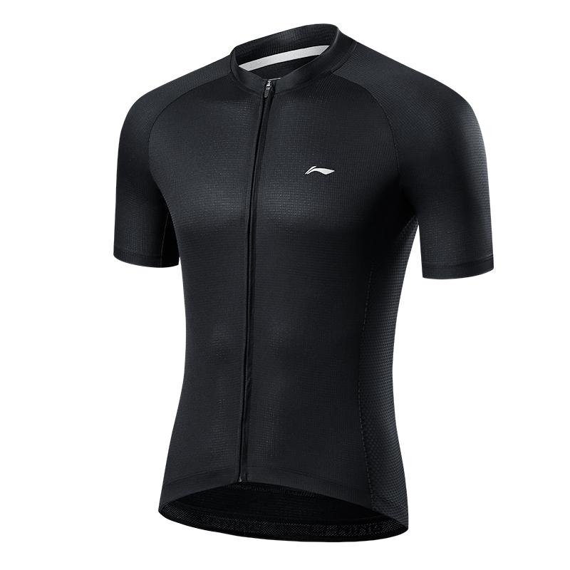 Li-Ning Cool Breathable High Elastic Non-Restrictive Moisture-Wicking Short Sleeve Five-Point Cycling Set Unisex Cycling Set Black LCTY045+LCTK097