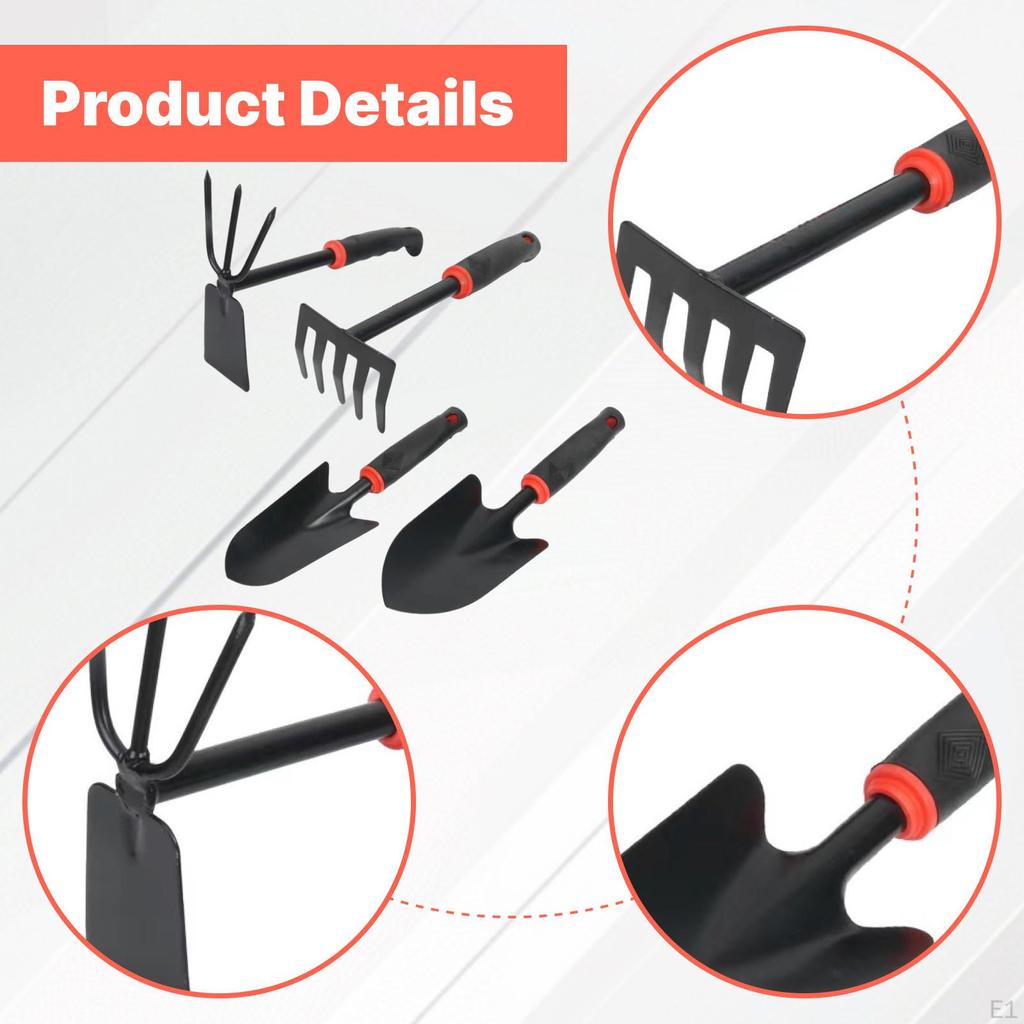4x Garden Tool Set Hand Tools Versatile Handheld, Ergonomic Handle, Iron Gardening Tools,