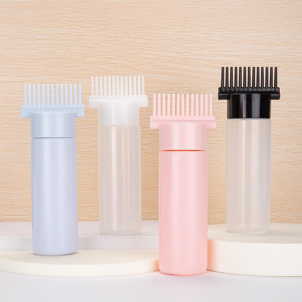 180ml with Graduated Scale Empty Hair Comb Applicator Refillable Multicolor Root Comb Applicator Bottle for Hair Oil Salon Care