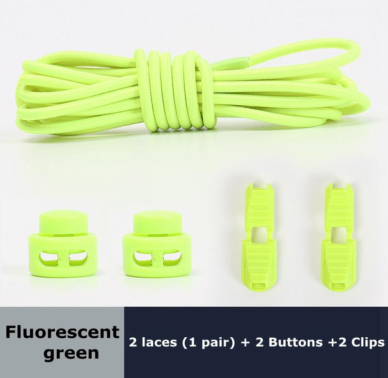1pair Elastic Shoelaces Round Spring Plastic Lock Quick Wear In 1 Second No Tie Shoelaces Suitable for All Shoelaces Lazy Laces