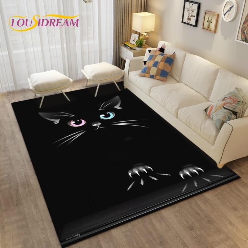 Cartoon Cute Cat Animals Carpets Rug for Living Room Bedroom Children's Room Decorative Floor Mat Kithen Bath Non-slip Area Rug