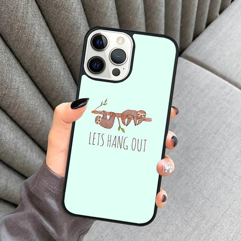 Kawaii Cute Sloth Hang Pattern Phone Case For iPhone 17 Air 16 16e 15 13 14 Pro Max 11 12 Plus 2022 MAX Cover coque