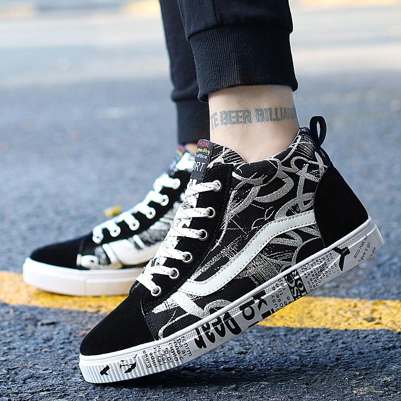 Men's High Shoes Student Canvas Shoes Trend Casual Shoes Menbuy at a low prices on Joom e