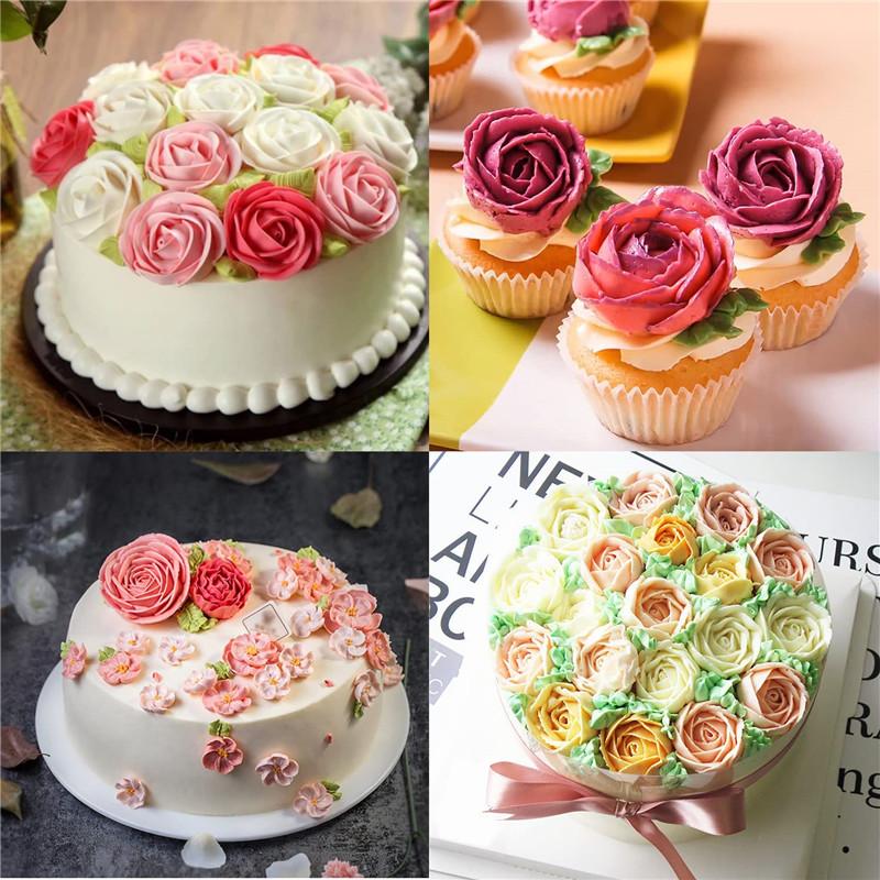 6pcs Fondant Rose Nozzle Tips Set Cream Icing Piping Fondant Rose Nozzle Pastry Tools Fondant Decorating Tools