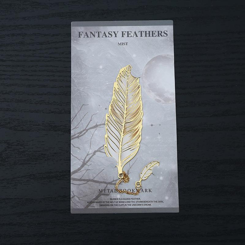Enamel Feather Metal Bookmark With Gold Trim And Small Pendant Chain Perfect For Book Lovers Reading Gift School Office Use