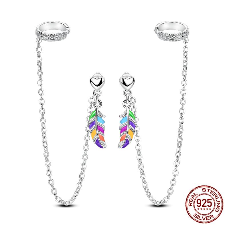 Original 100% 925 Silver Geometric Sun Moon And Stars Tassel Women's Earrings Party Anniversary Gift